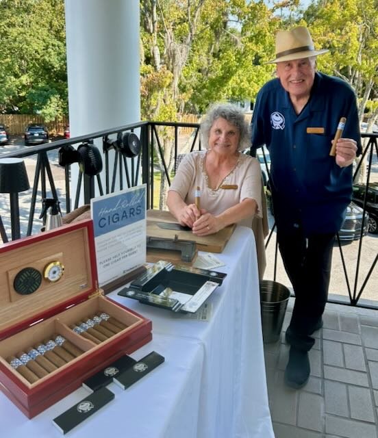 Joe and Elaine at the humidor table